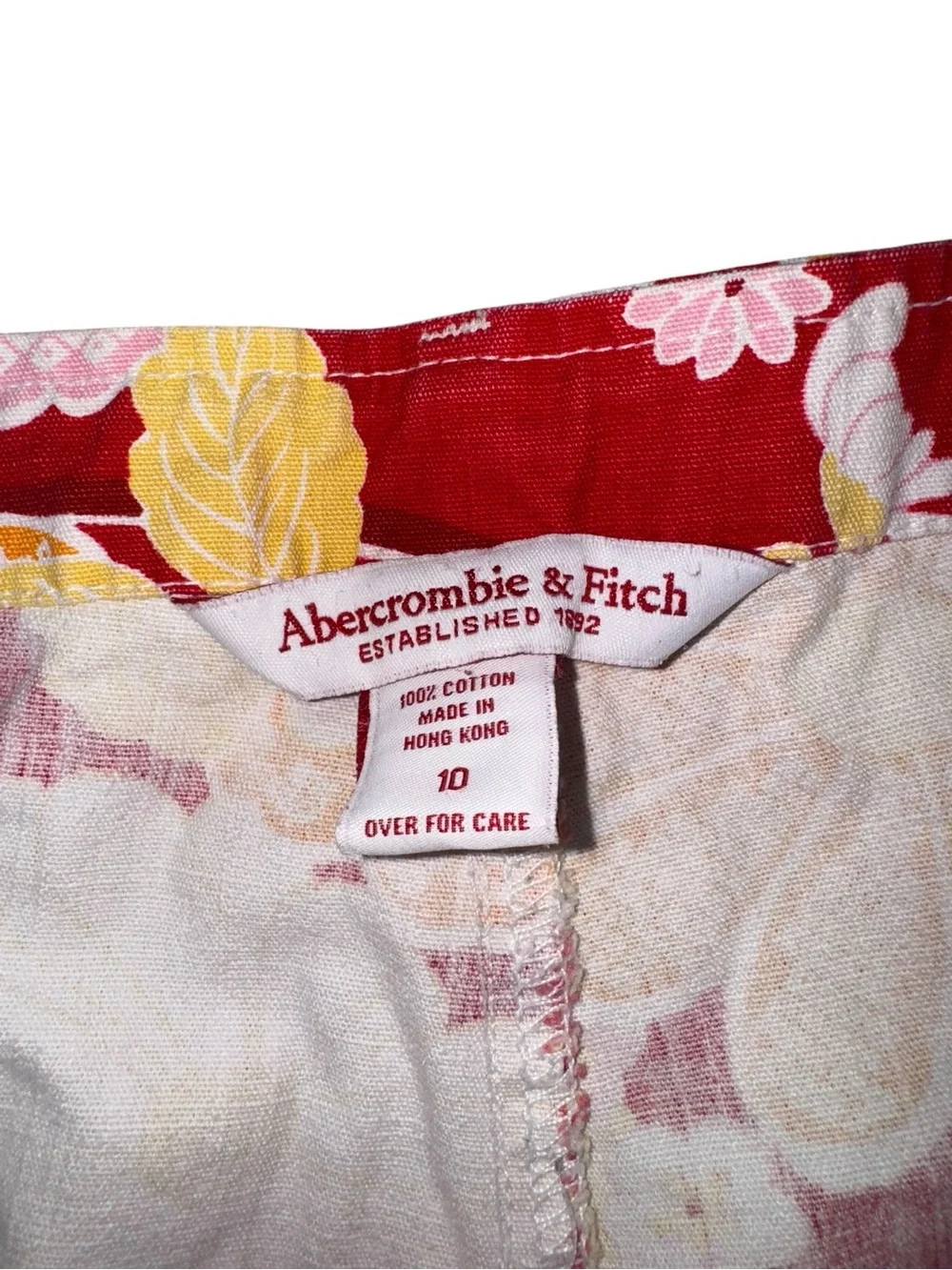 VTG Abercrombie & Fitch Red Floral Shorts Womens 10 Y2K Retro Cotton Summer